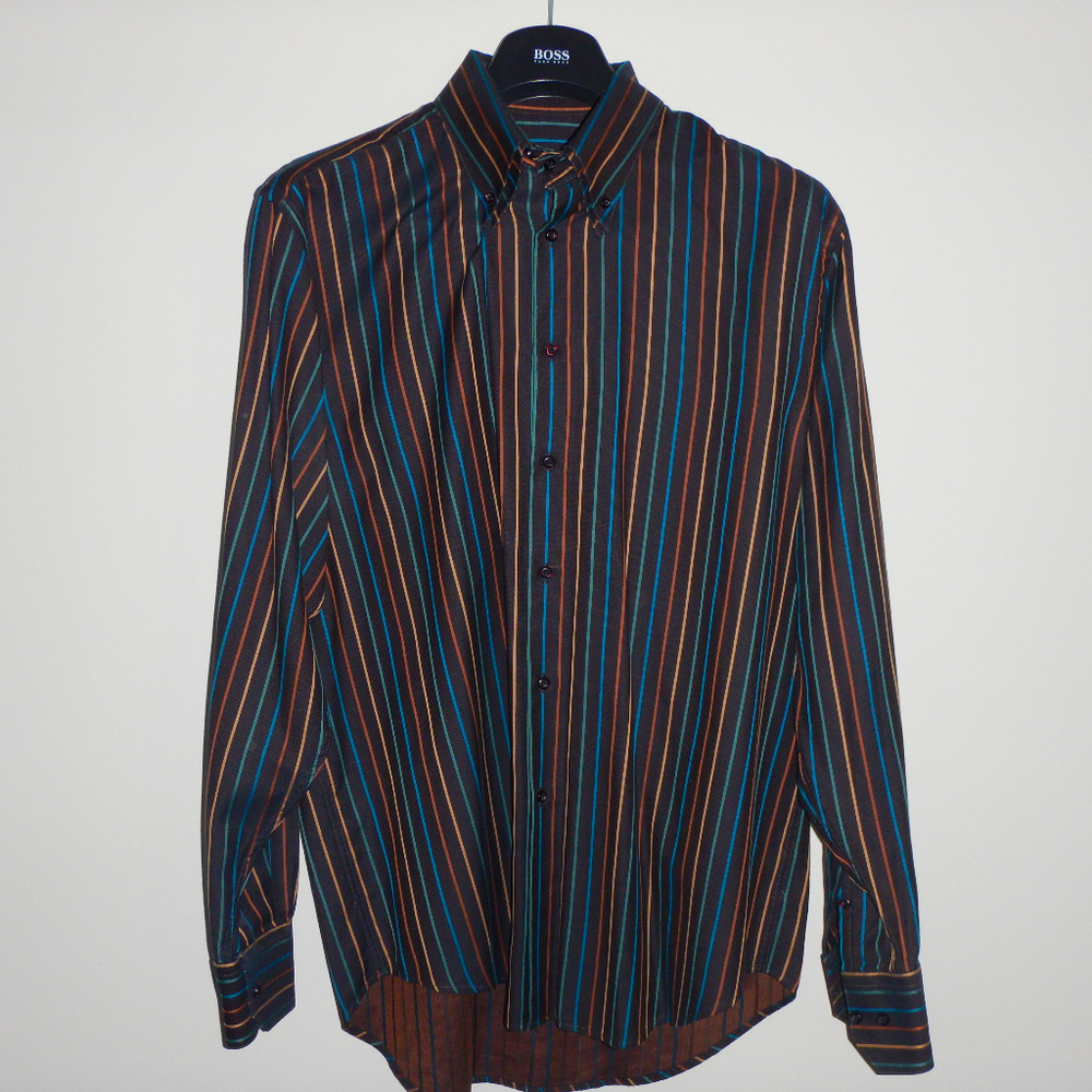 Black multi-color stripped Equilibrio Dress Shirt